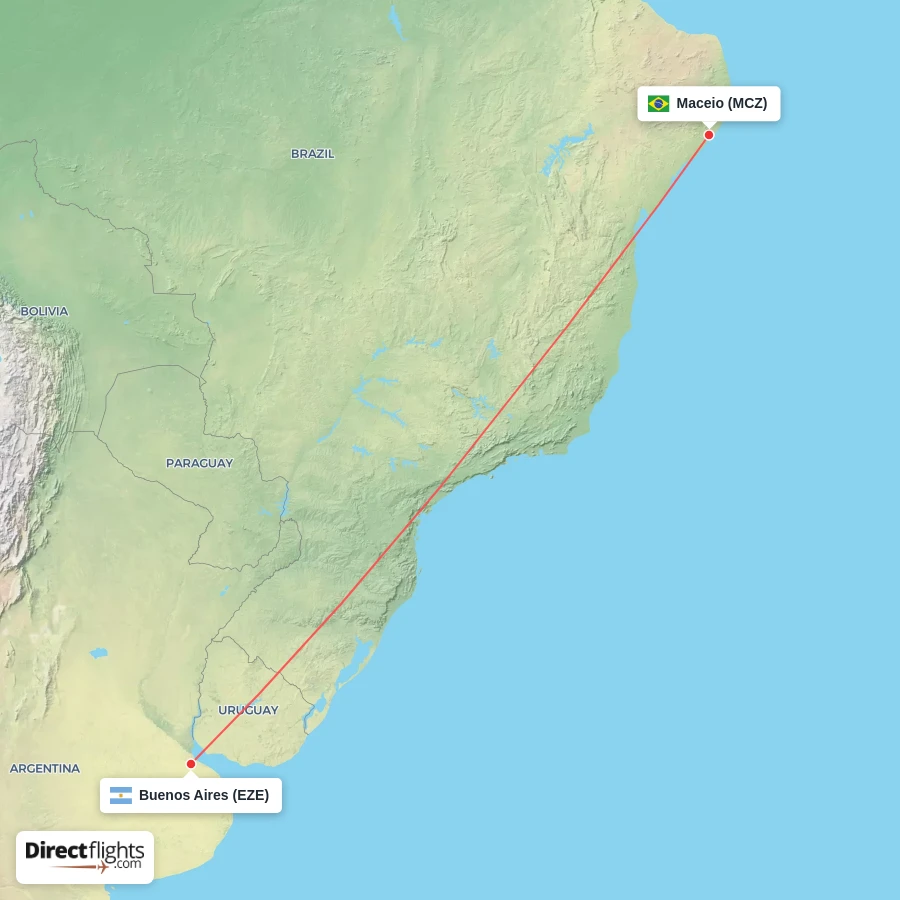 EZE - MCZ route map