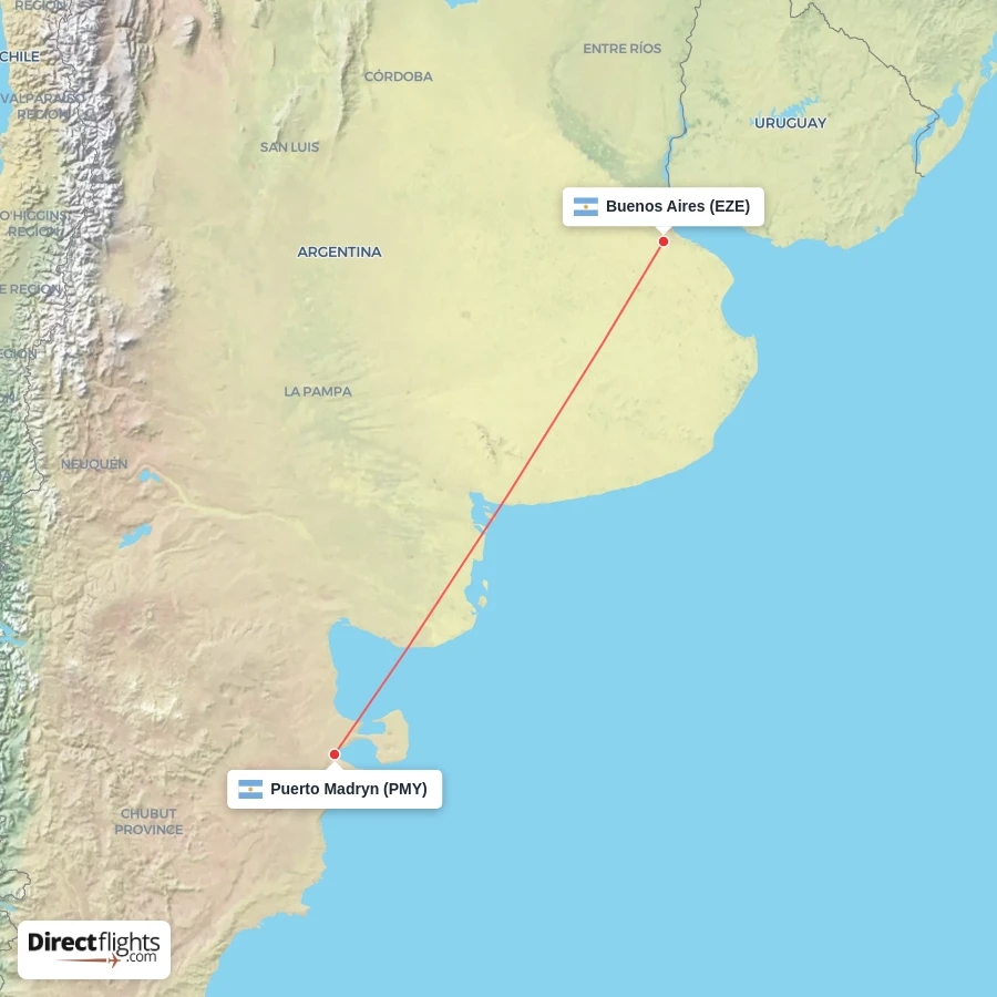 EZE - PMY route map