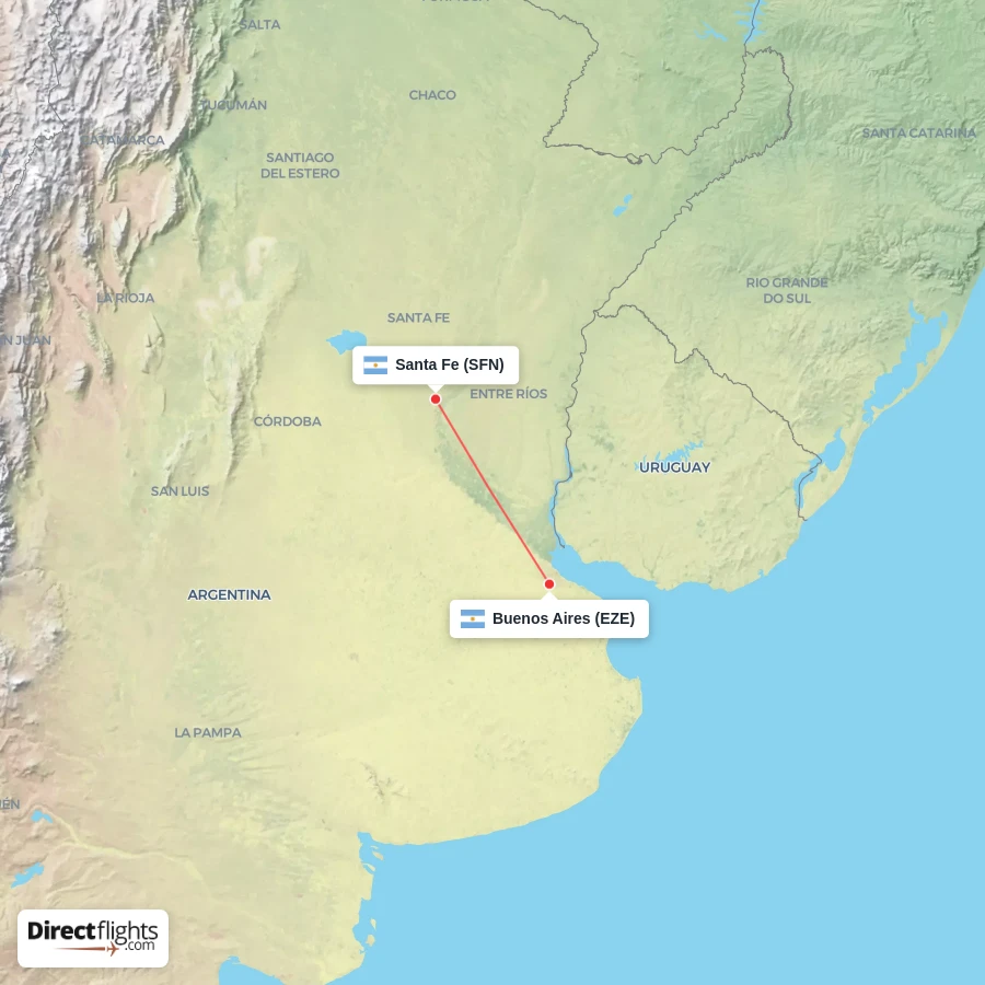 EZE - SFN route map
