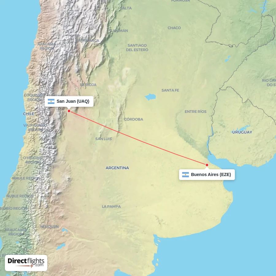 EZE - UAQ route map