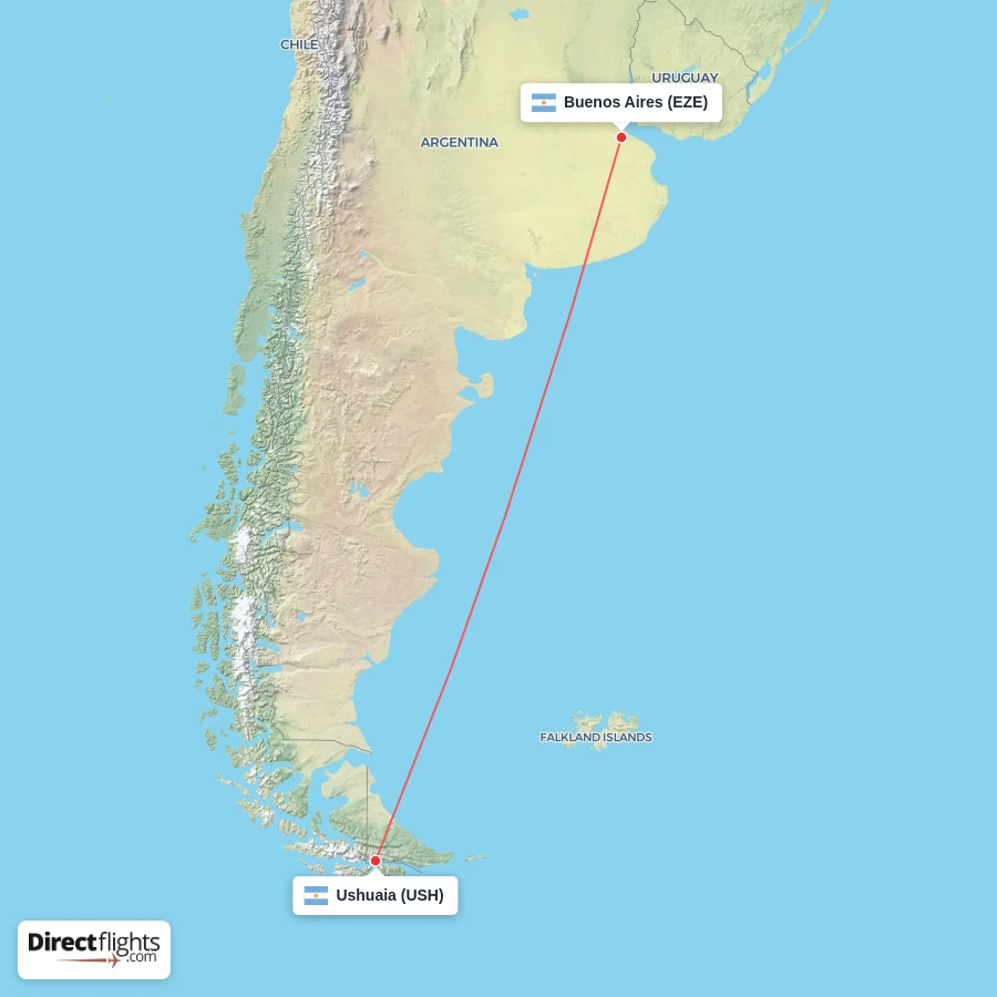 EZE - USH route map