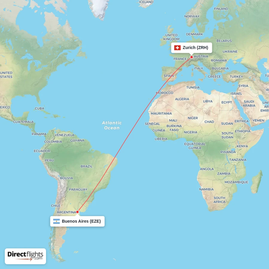 EZE - ZRH route map