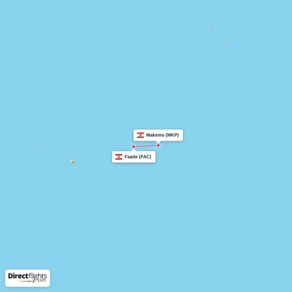 Faaite - Makemo direct flight map