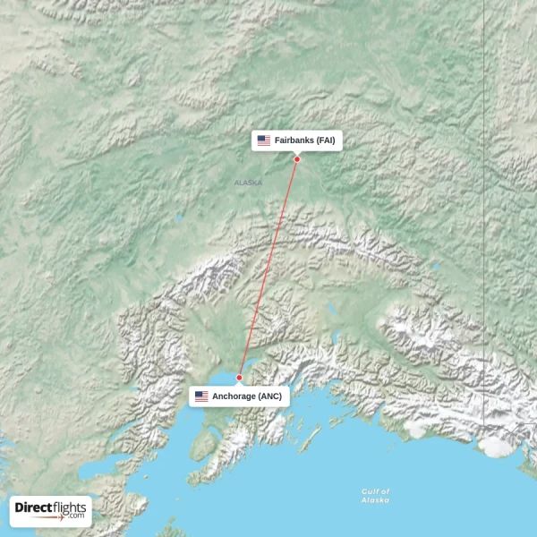 Fairbanks - Anchorage direct flight map