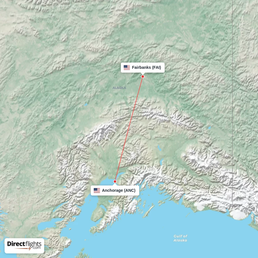 FAI - ANC route map
