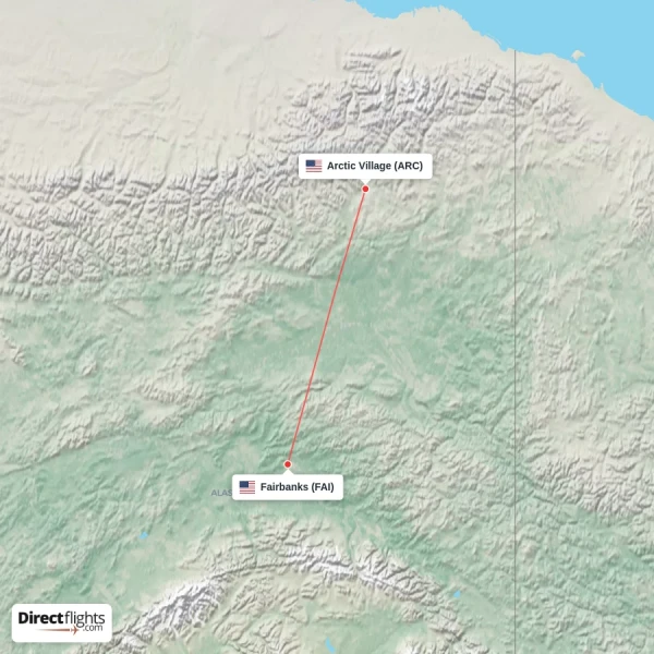 Fairbanks - Arctic Village direct flight map