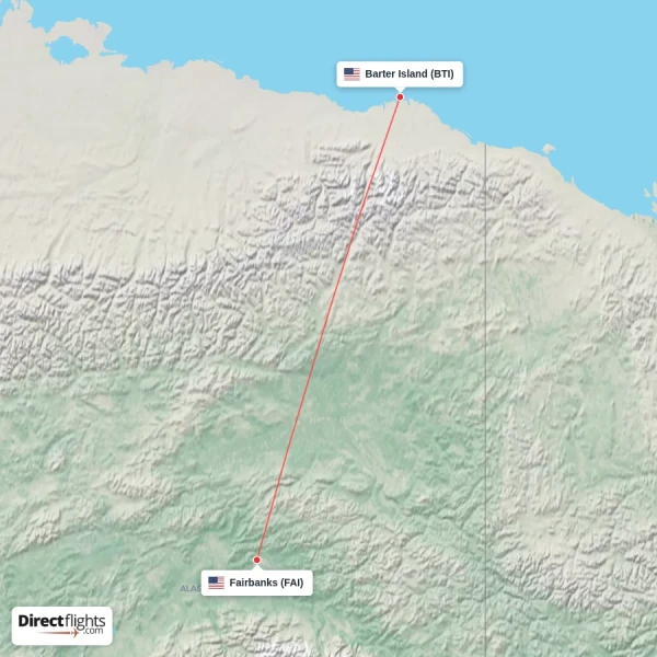 Fairbanks - Barter Island direct flight map