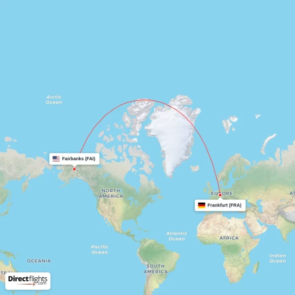 Fairbanks - Frankfurt direct flight map