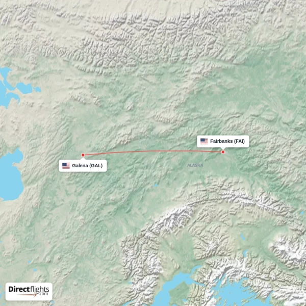 Fairbanks - Galena direct flight map