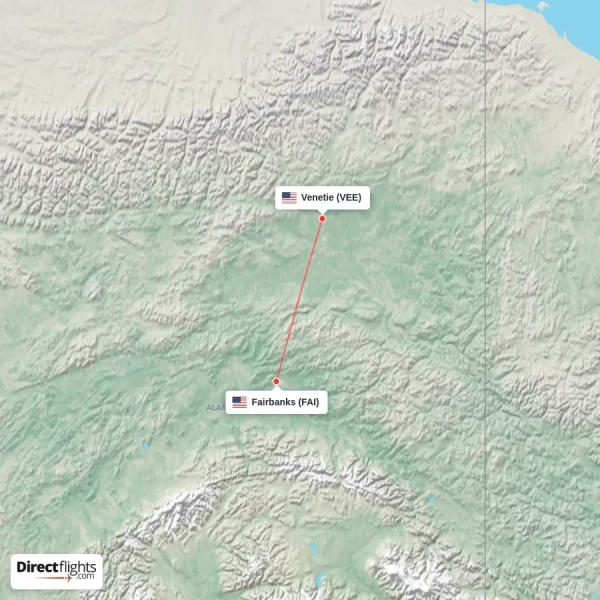 Fairbanks - Venetie direct flight map