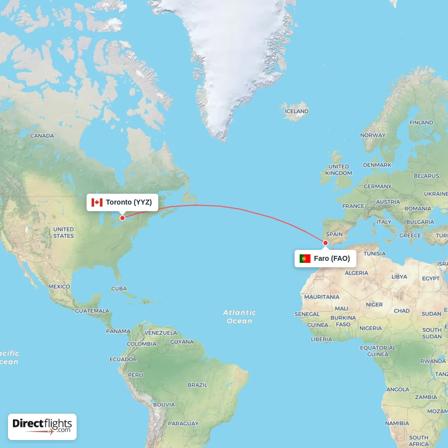 FAO - YYZ route map