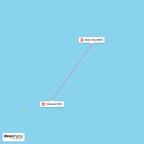 Fakarava - Nuku Hiva direct flight map