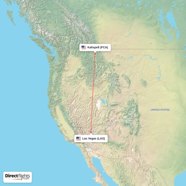 Kalispell - Las Vegas direct flight map