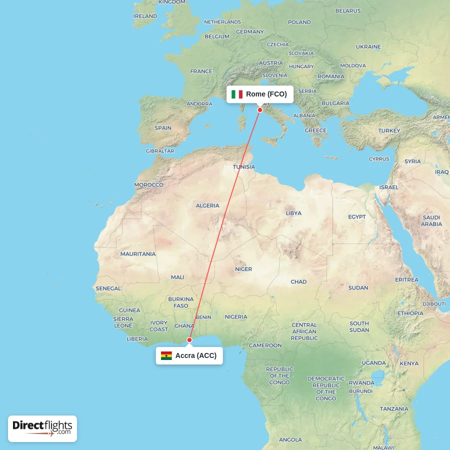 FCO - ACC route map