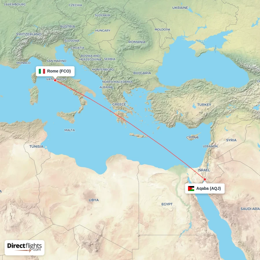 FCO - AQJ route map