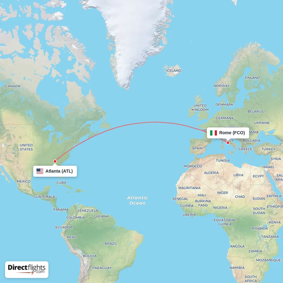 FCO - ATL route map
