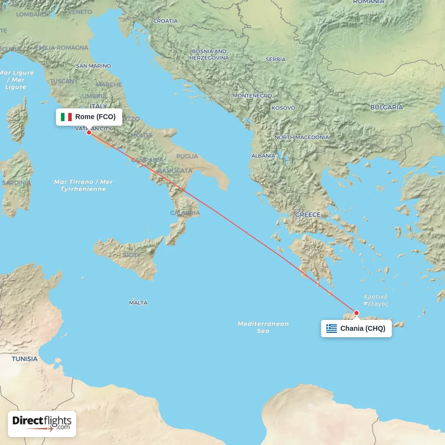 FCO - CHQ route map