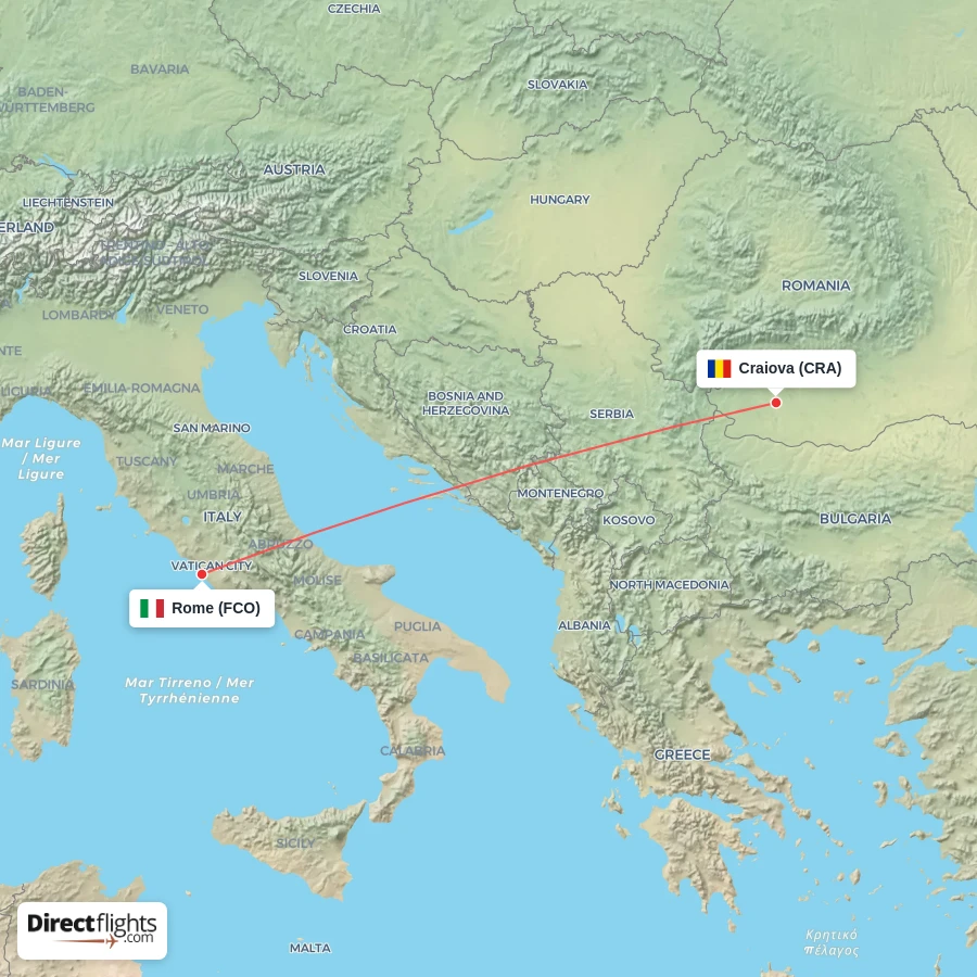 FCO - CRA route map