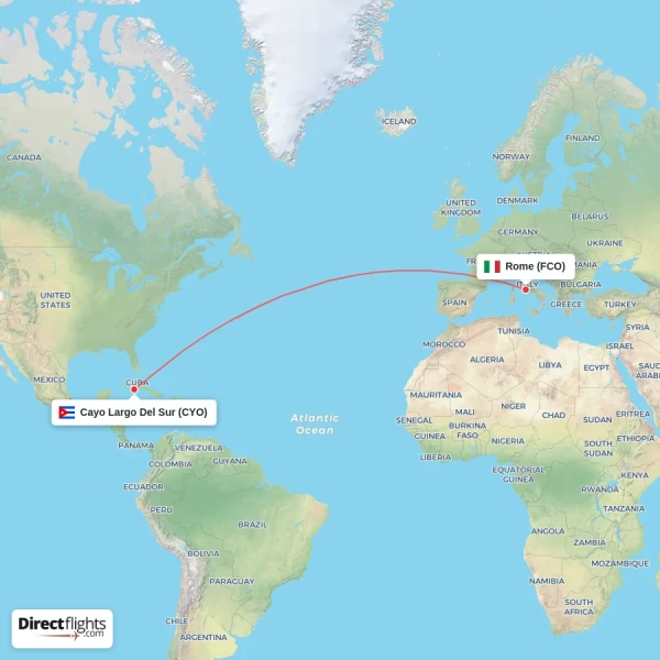 Rome - Cayo Largo Del Sur direct flight map