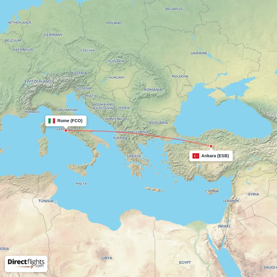 FCO - ESB route map