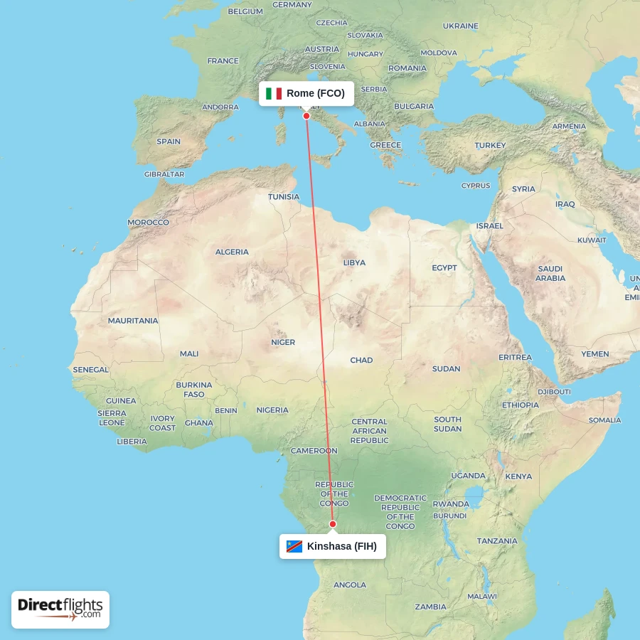 FCO - FIH route map