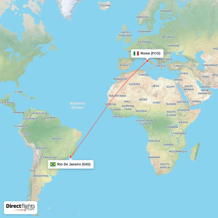 FCO - GIG route map