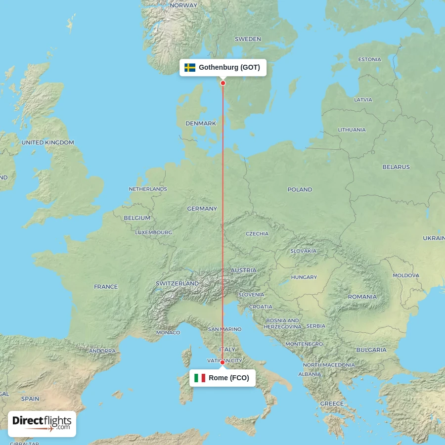 FCO - GOT route map