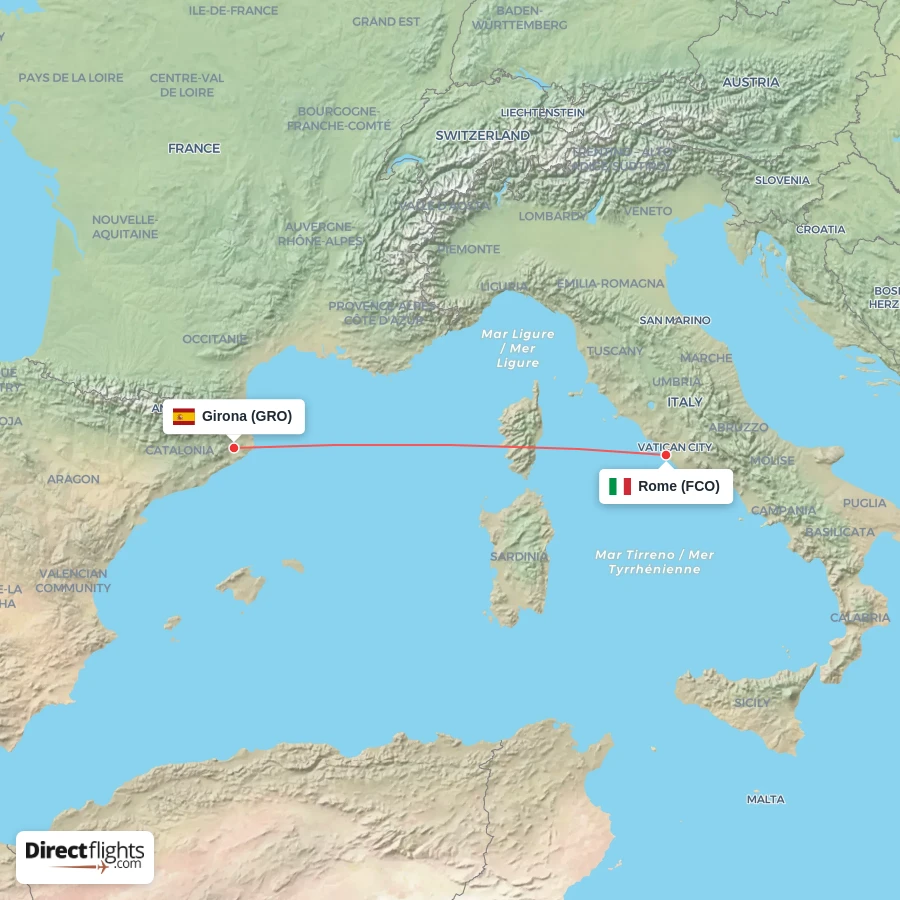 FCO - GRO route map