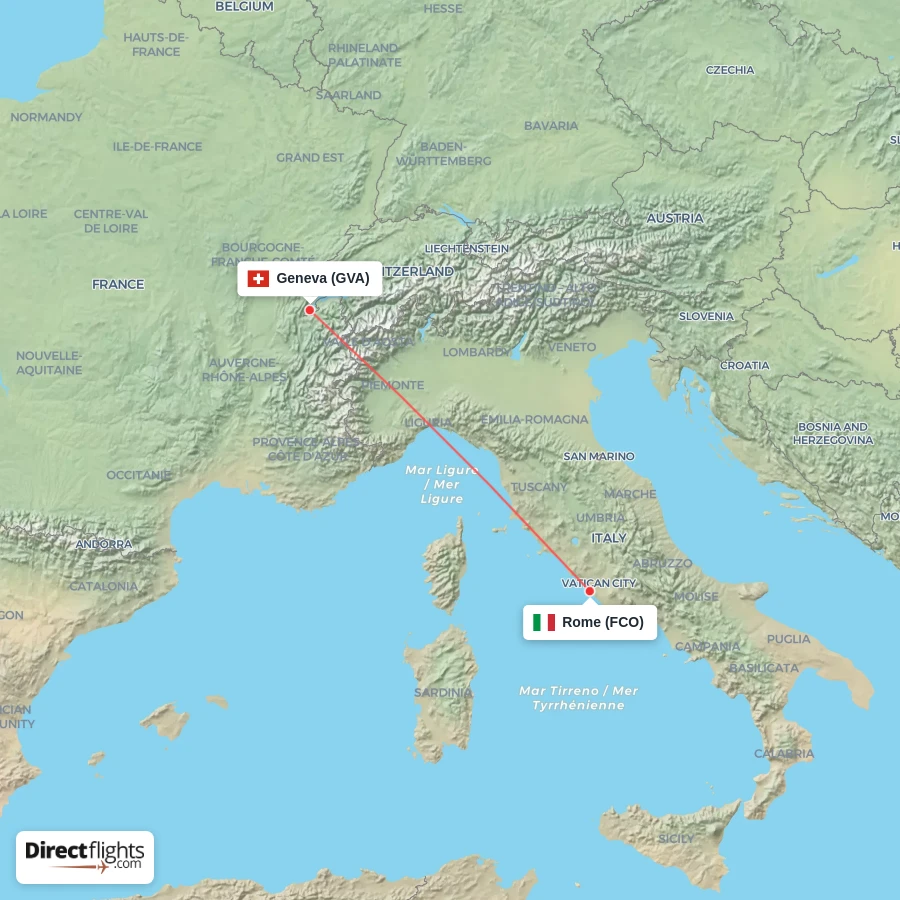 FCO - GVA route map