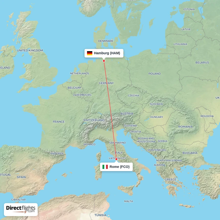 FCO - HAM route map