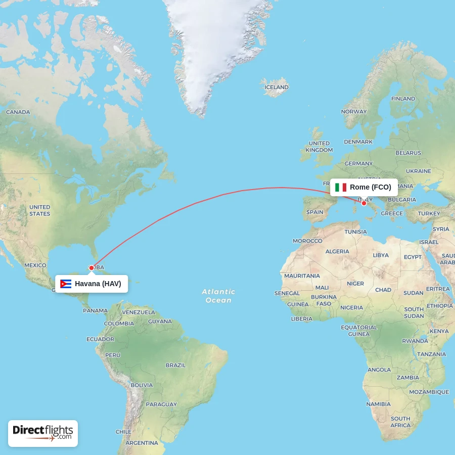 FCO - HAV route map