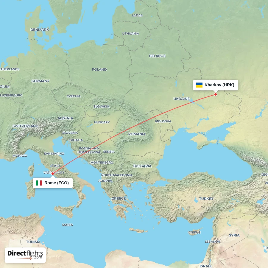 FCO - HRK route map