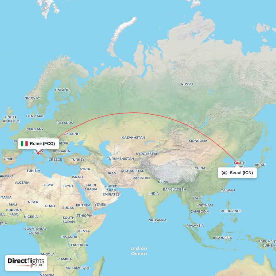 FCO - ICN route map