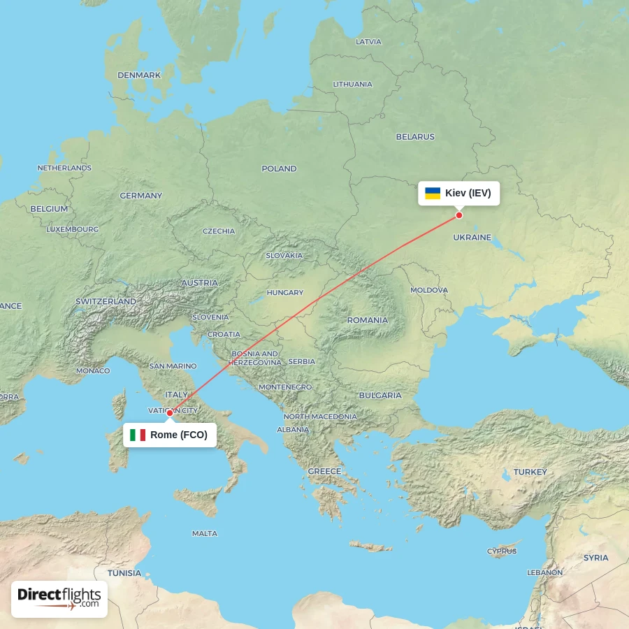 FCO - IEV route map