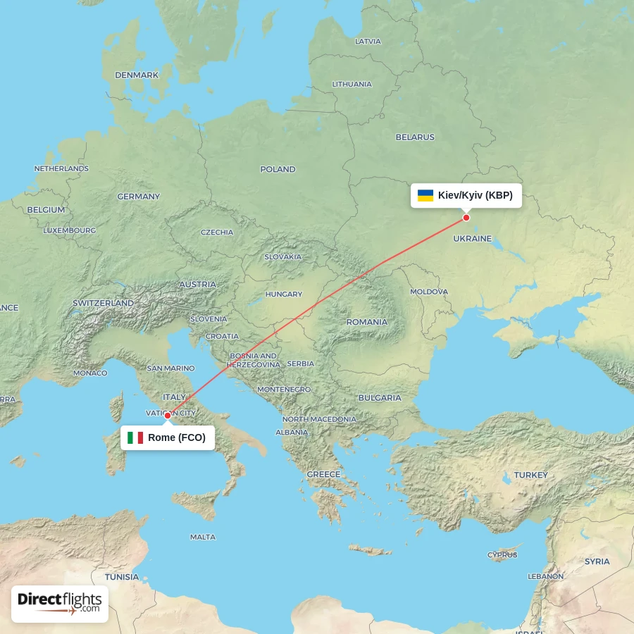 FCO - KBP route map