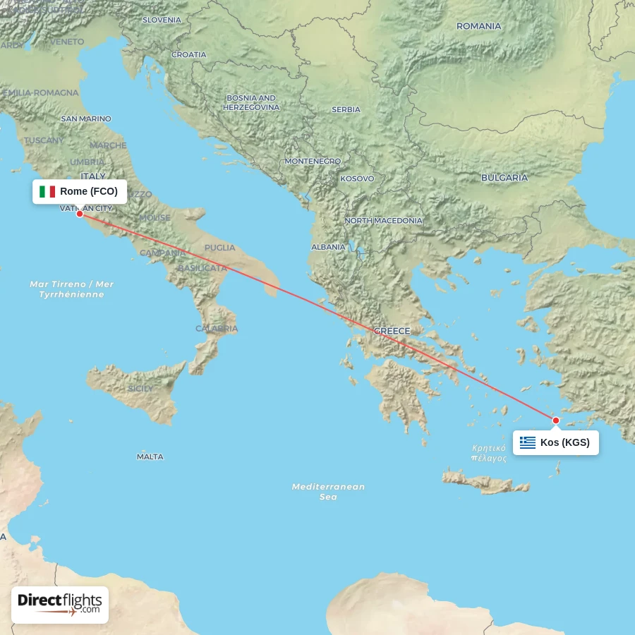 FCO - KGS route map