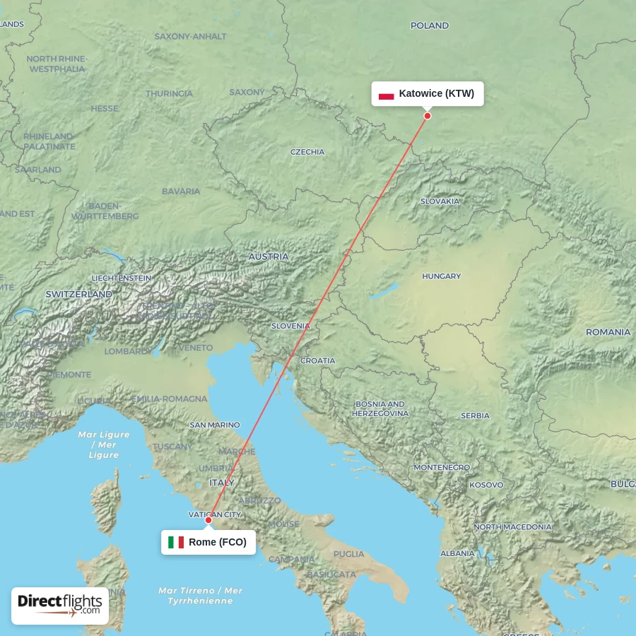 FCO - KTW route map