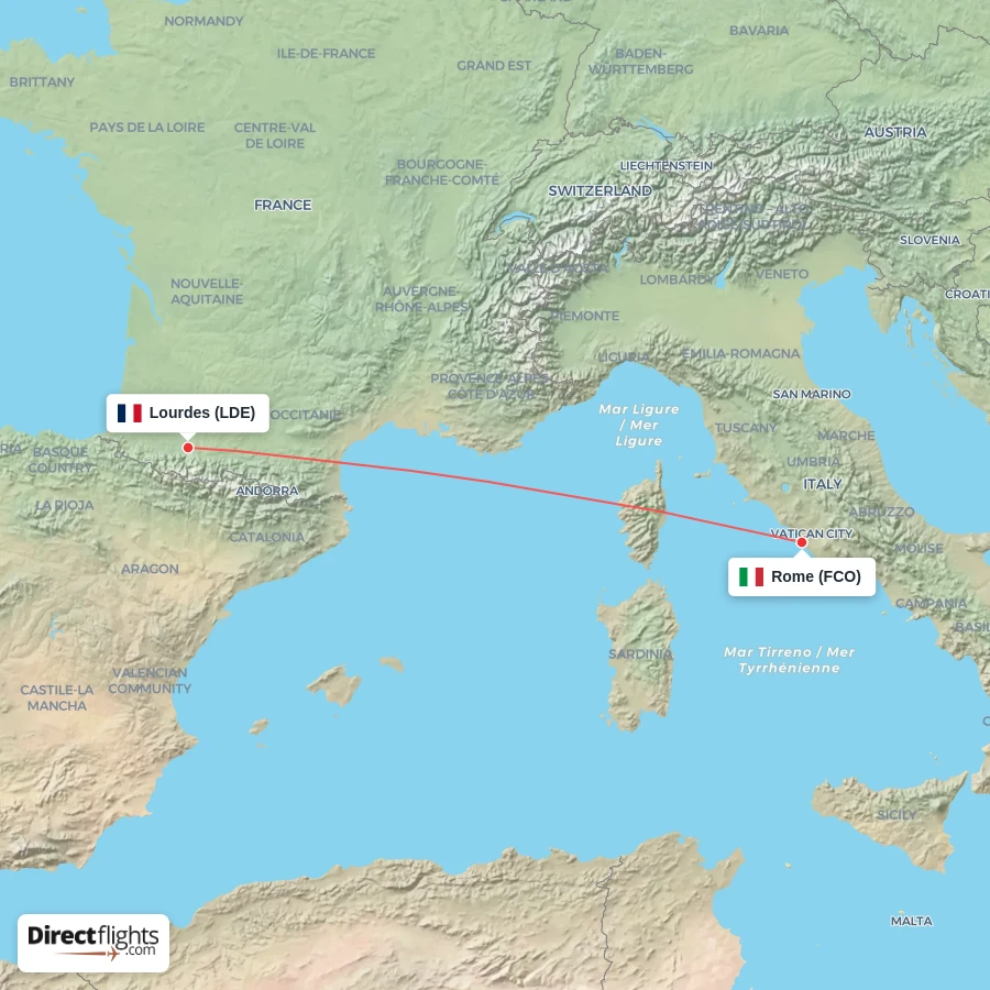FCO - LDE route map