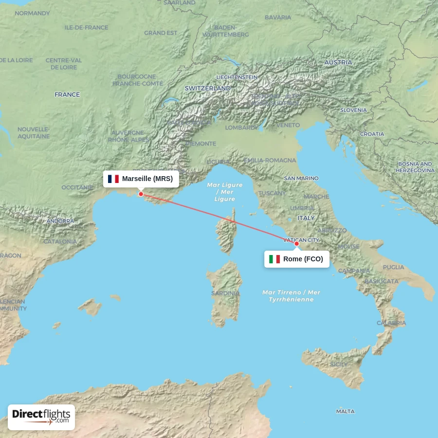 FCO - MRS route map