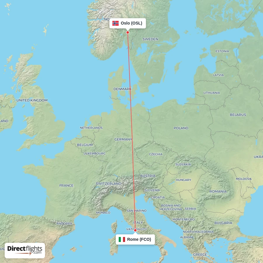 FCO - OSL route map