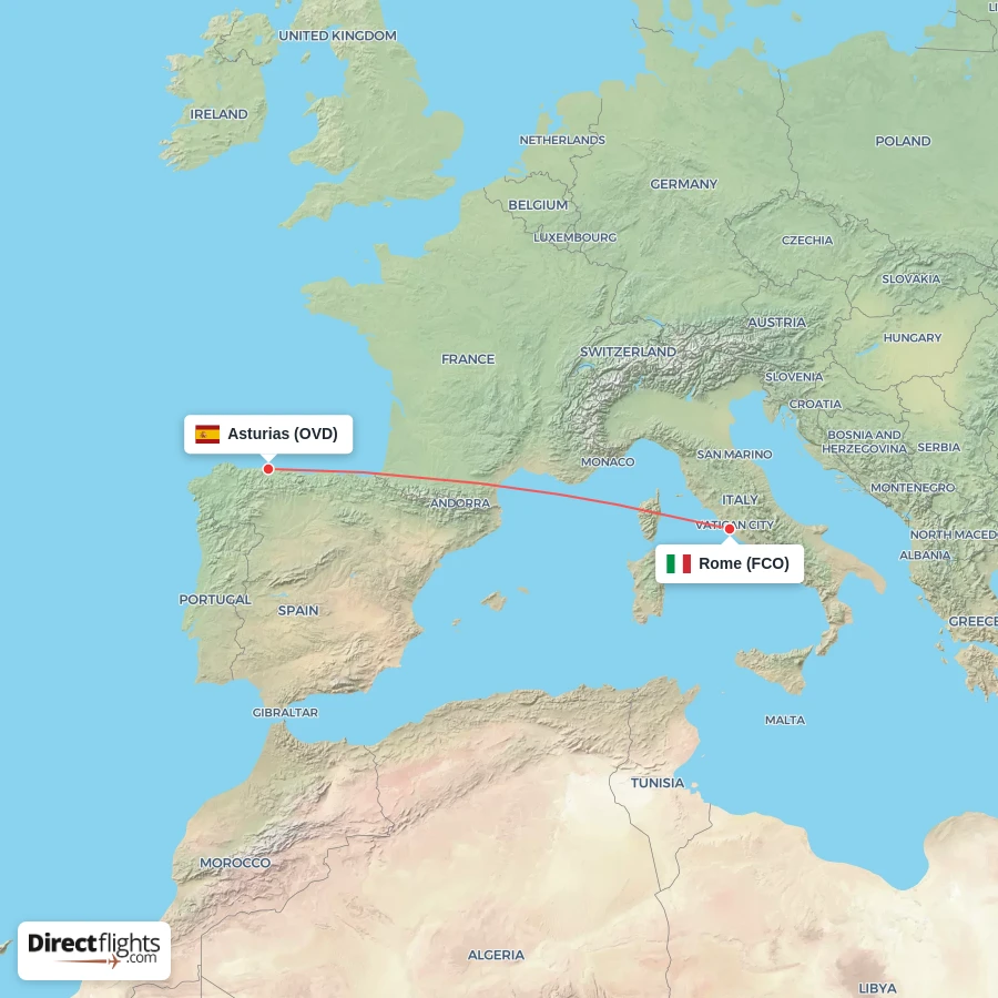 FCO - OVD route map