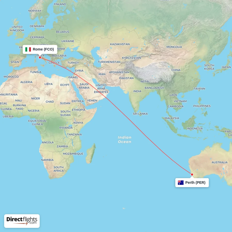FCO - PER route map