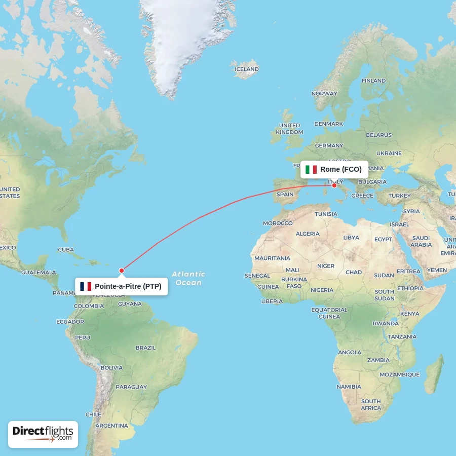 FCO - PTP route map