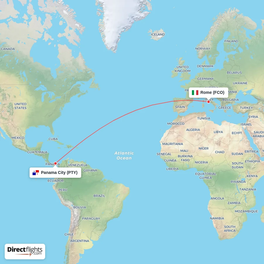 FCO - PTY route map