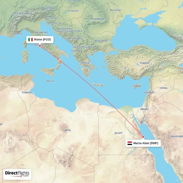 Rome - Marsa Alam direct flight map