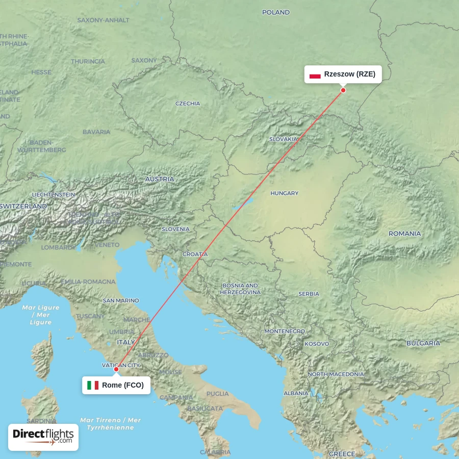 FCO - RZE route map