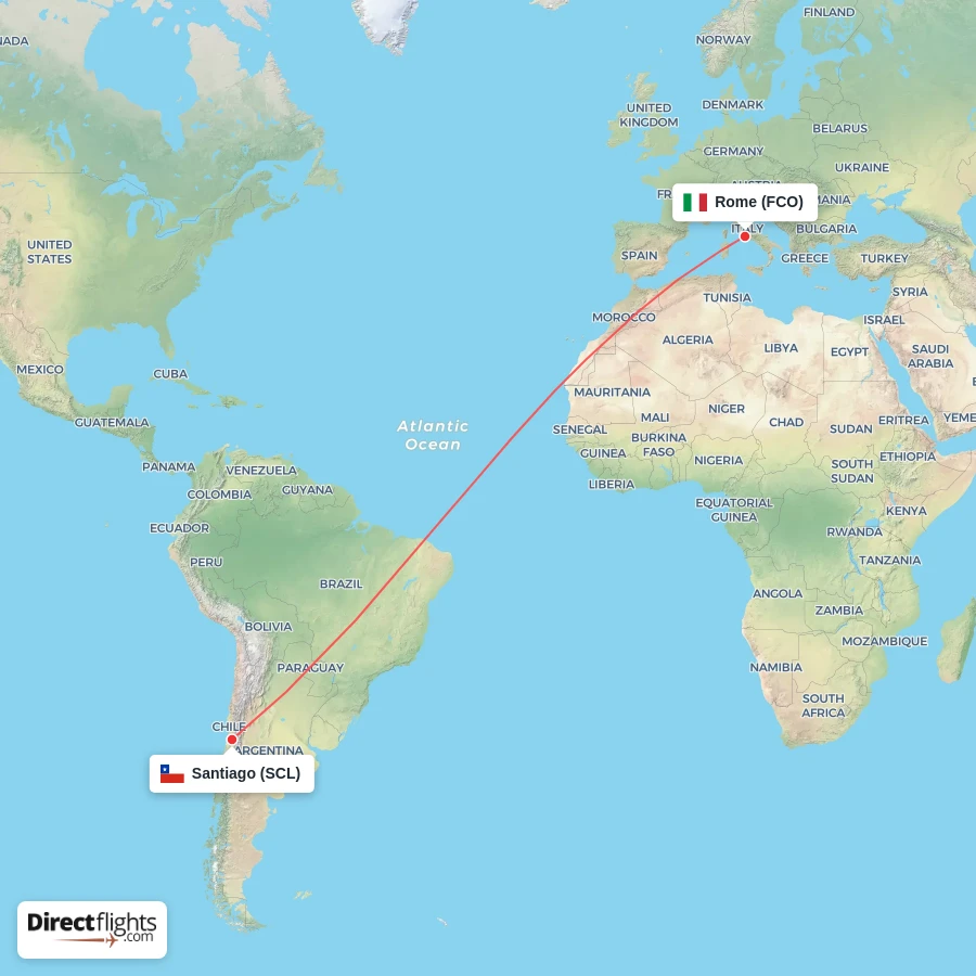 FCO - SCL route map