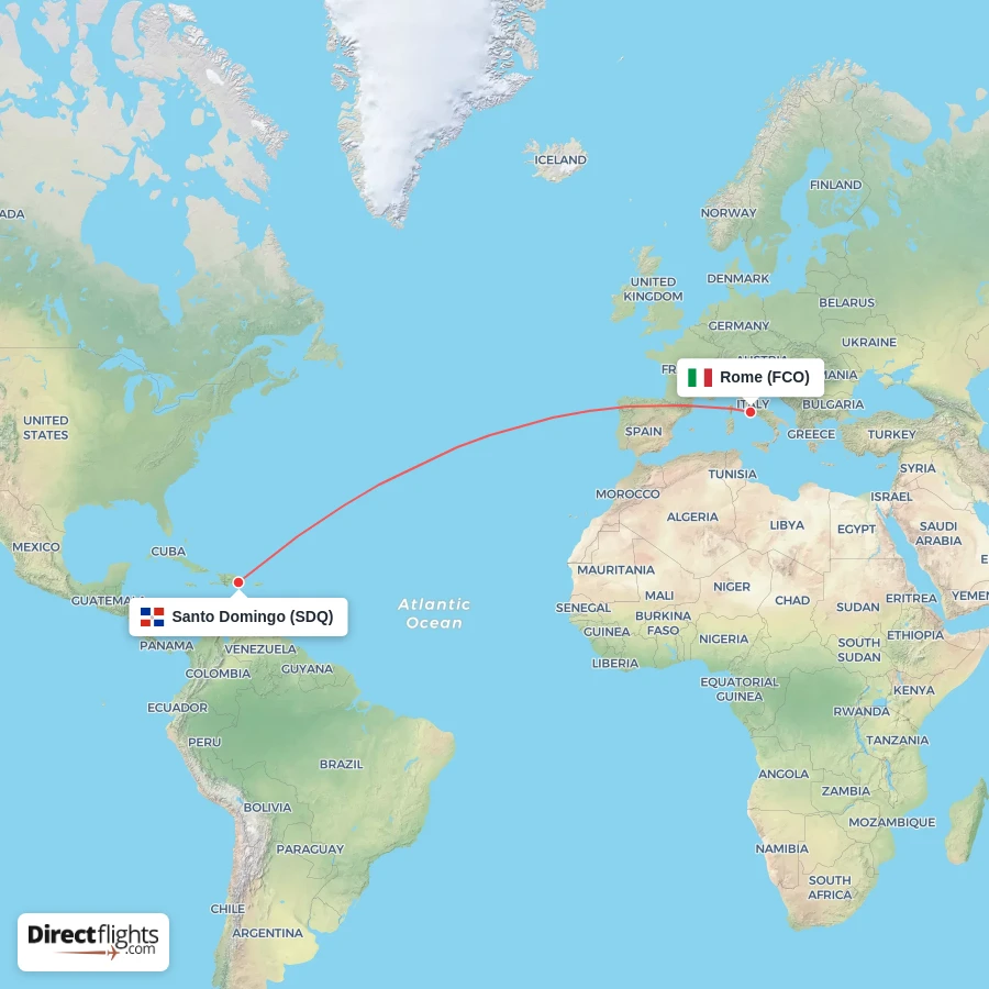 FCO - SDQ route map
