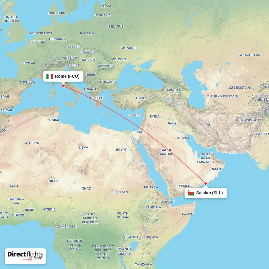 FCO - SLL route map
