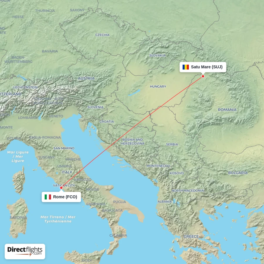 FCO - SUJ route map